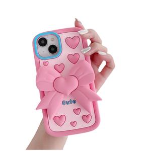 Support d'arc d'amour plein écran de luxe pour étui avec poignée de téléphone pour 11/13/14 Pro Max Silicone antichoc - Product Image 5