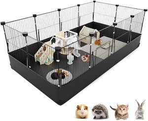 Parque de juegos modular grande <span class=keywords><strong>para</strong></span> animales pequeños de interior con base de revestimiento y valla metálica <span class=keywords><strong>para</strong></span> <span class=keywords><strong>conejos</strong></span>, conejillos de indias, gatitos y hurones - Product Image 4