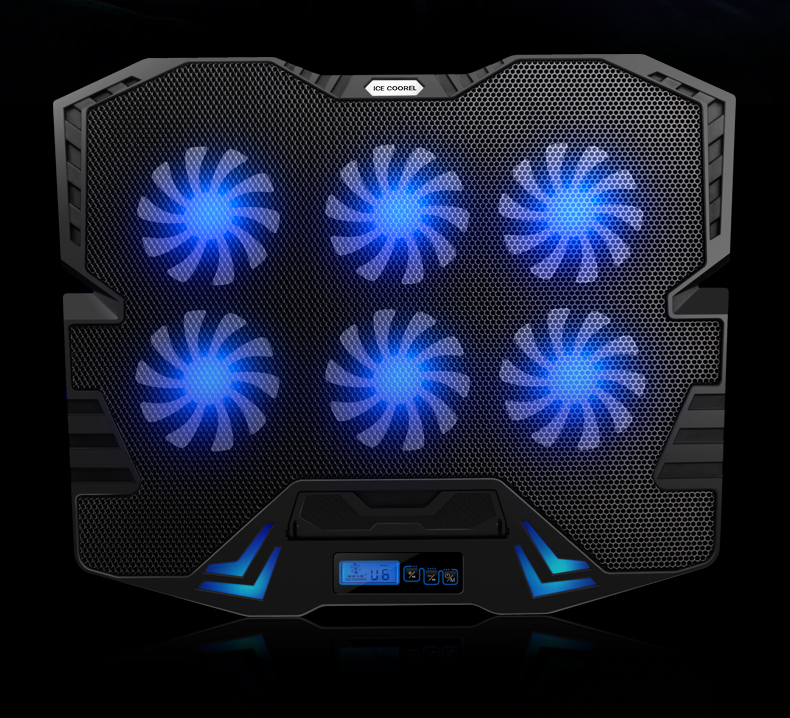 Подставка для ноутбука с охлаждающим вентилятором, портативная охлаждающая подставка для ноутбука с 6 вентиляторами, радиатор для ноутбука с вентилятором