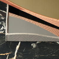 Plateau miroir moderne de luxe élégant en forme de vague, en métal et cuir, multifonctionnel, pour service et organisation de coiffeuse, idéal pour le café