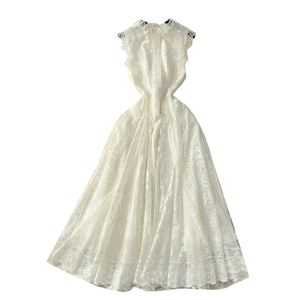 Vestido Midi Casual de Verano Estilo Hada para Mujer, Sin Mangas, Corte Imperio, Tejido con Estampado Digital, Malla de Encaje, Silueta en A, para Fiesta - Product Image 5