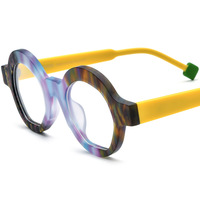 Monture de Lunettes Optiques Rondes en Acétate Multicolore Haut de Gamme pour Hommes et Femmes – Style Streetwear