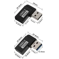 Adaptateur USB 3.0 à angle droit 90 degrés USB-A mâle vers femelle, prolongateur 2 pièces pour ordinateurs portables, chargeurs muraux, batteries externes