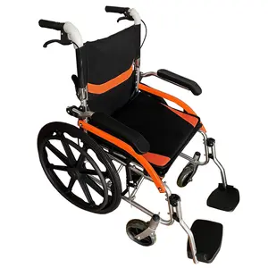 Складное переносное кресло-коляска, портативный скутер, ручная стальная хромированная рама, инвалидная коляска для пожилых людей и инвалидов