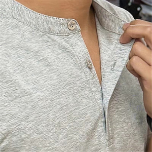 T-<span class=keywords><strong>shirt</strong></span> d'été à col rond et manches courtes pour <span class=keywords><strong>homme</strong></span>, 95% Coton 5% Spandex, Coupe ajustée, Épaules classiques, Couleur unie, Décontracté - Product Image 3