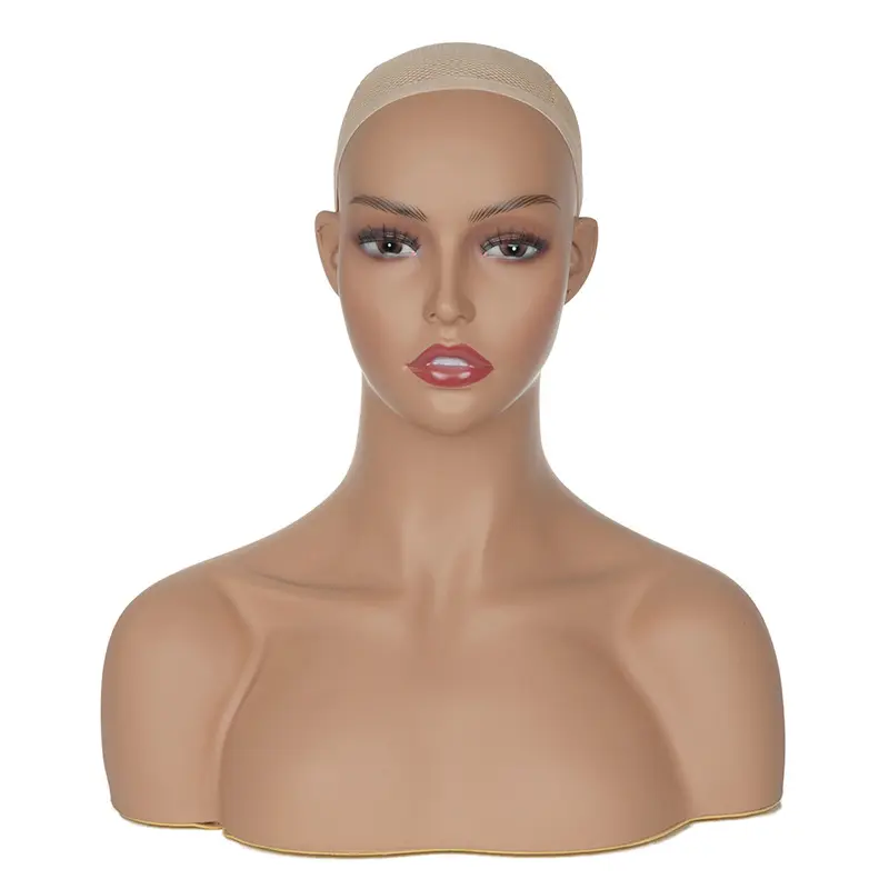 Bán Hot PVC mannequin đối với trang sức Tóc Giả hiển thị trang điểm khuôn mặt thực tế nữ mannequin Head với vai mannequin Head