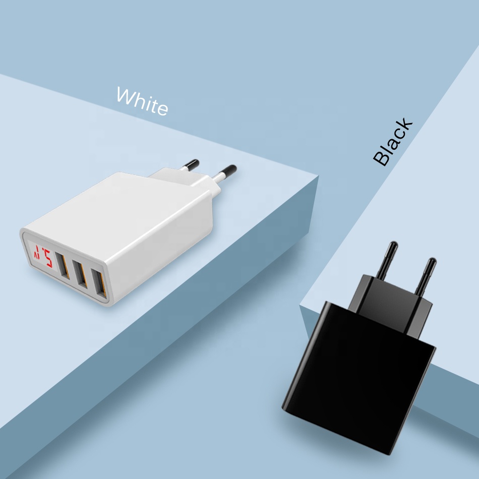Latest Style Phone Charger Smart Digital Display Portable Charger USB 3 Port Chargers For Phone