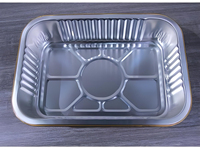 Boîte alimentaire rectangulaire jetable en aluminium scellée, résistante aux hautes températures, finition dorée brillante