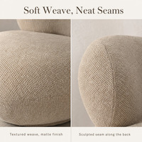 Fauteuil Lounge Rond Beige en Tissu Bouclé Texturé, Chaise d'Appoint Sculpturale avec Coussin de Dossier, Siège Moderne pour Salon
