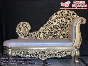Chaise de mariage italienne pour le marié Ensemble de canapés de scène de mariage en bois abordable Ensemble de canapés de scène de mariage indien en argent - Product Image 4