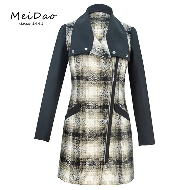Meidao- 020332ชุดเดรสยาวเสื้อคลุมฤดูหนาวพร้อมผ้าลายสก๊อต