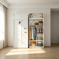 Armoire coulissante moderne en acier avec armoire supérieure intégrée 2400x1000x580mm Meuble de rangement pour chambre à coucher Écologique et durable