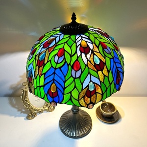 Longhuijing for Style Peacock Stained Glass Lampshade AC Adjustable Table Lamp 16 Inch E26 Foyer Hotel Bar Restaurant Flexible - Product Image 4