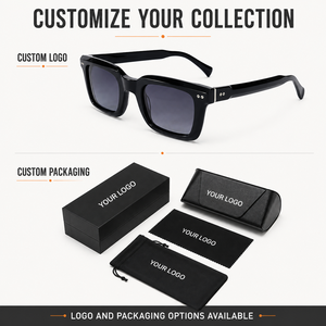 Mellume Retro Square Acetate <strong>Sunglasses</strong> Men Thick Frame UV400 <strong>Polarized</strong> OEM ODM Driving Eyewear Custom Logo Black Sun Glasses - Product Image 3