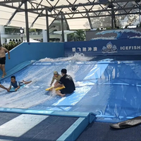 Simulateur de surf à double vague en acier bleu clair de haute qualité pour parcs aquatiques commerciaux intérieurs/extérieurs