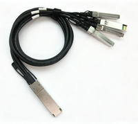 Kabel DAC QSFP Pasif 4*10G Realsea Factory 1M Direct Attach Copper OEM Hitam 30AWG untuk SWITCH
