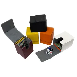 Yuantuo PU cuir grande capacité 100 + boîte à cartes de pont Tcg boîte à cartes de jeu personnalisée avec chargement par le haut