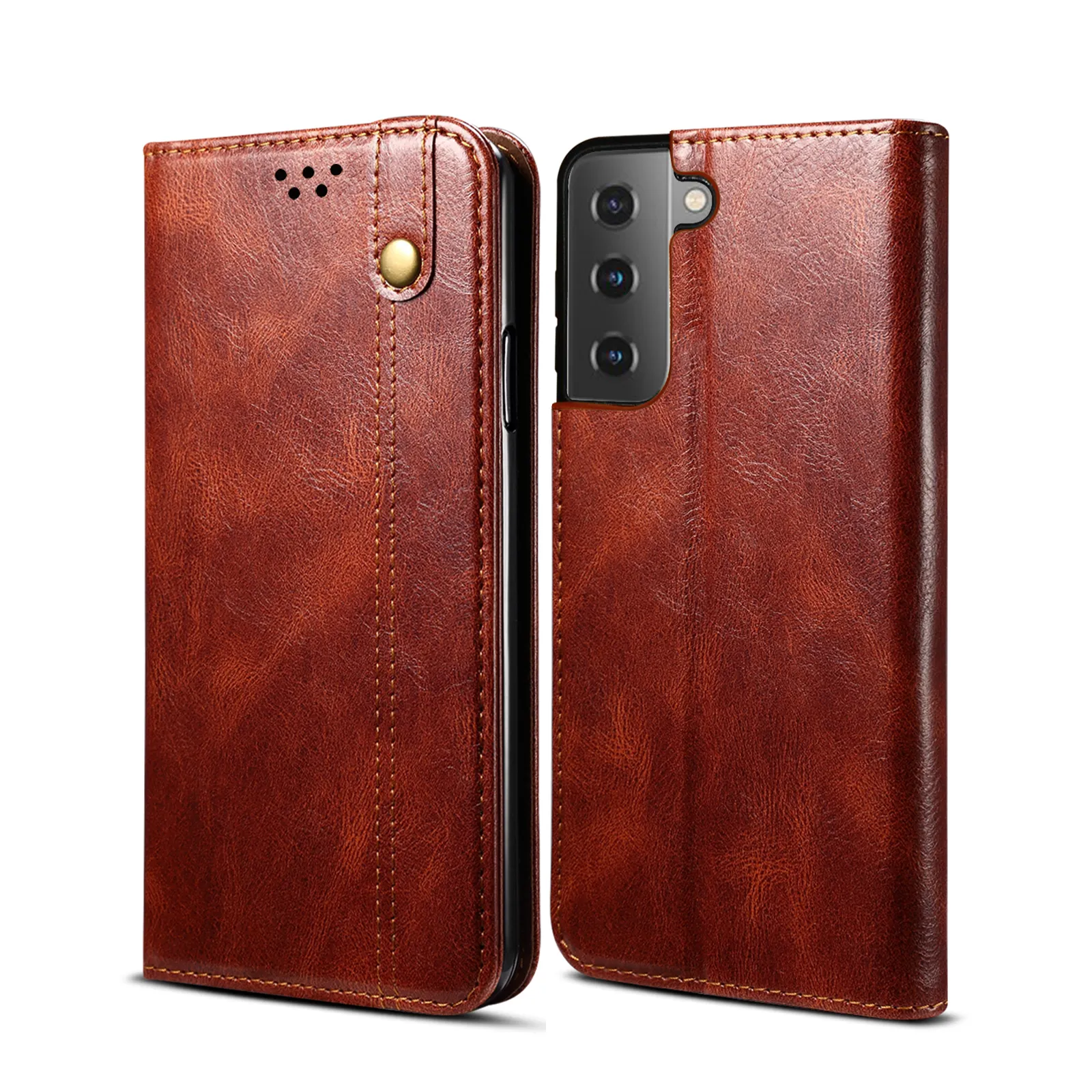 For Samsung S21Plus Luxury Magnetic Flip Leather case Smartphone Wallet Case Custom Fashion Phone Case