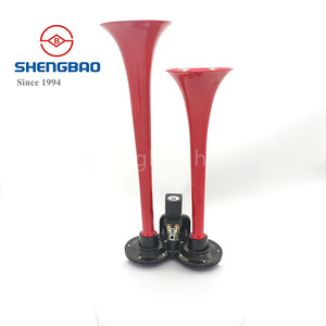 แตรลมคู่ Shengbao ทำจากโลหะผสมสังกะสีสีแดง 12V 24V แตรไฟฟ้าสำหรับรถบรรทุกและรถยนต์ สำหรับการติดตั้งเพิ่มเติมและอัปเกรด - Product Image 4
