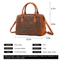 Tas Selempang Kulit Asli Harga Terbaik untuk Wanita Gaya Vintage Mewah Pola Bunga Timbul Poliester Tunggal