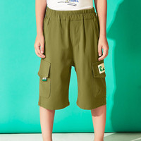 Pantalon Cargo Enfant Kaki Taille Élastique Respirant Décontracté Longueur Cheville Polyester Spandex Léger Été - Grande Vente