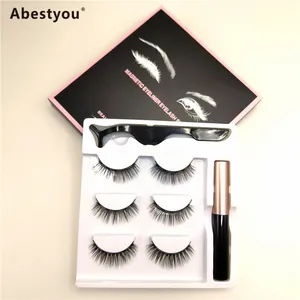 Abestyou 3pairs Handmade 5magnet Eyelashes Mink Eyelashes Natural Eyelashes Make-up Lashes