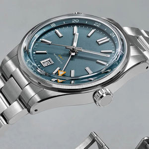 Miyota 9075 Automatikwerk GMT Automatikuhr mit Individuellem Logo Geringe Mindestbestellmenge <span class=keywords><strong>Box</strong></span> Saphirglas Mechanische Herrenuhr - Product Image 1