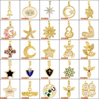 Pendentifs en forme de feuille mignons pour enfants, plaqués or, avec pierres en zircon, accessoires pour la fabrication de bijoux pour femmes