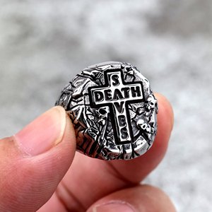 แหวนผู้ชายสแตนเลสย้อนยุคดีไซน์รูปกากบาทสไตล์พังก์เครื่องประดับของขวัญ - Product Image 1