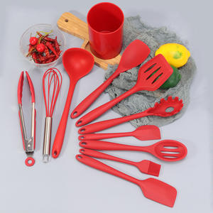 Ensemble d'ustensiles de cuisine 11 pièces en <span class=keywords><strong>silicone</strong></span> de qualité alimentaire, résistant aux hautes températures, compatible lave-vaisselle, écologique, <span class=keywords><strong>avec</strong></span> seau de rangement - Product Image 2