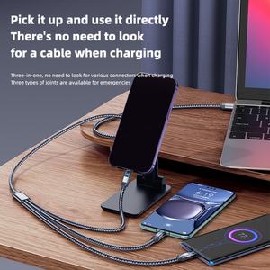 Nuevo Producto: Cable de Datos USB Tipo-C de 100W 3 en 1 con Pantalla LED para Teléfono Móvil, Carga Rápida de 6A para Uso en Automóvil - Product Image 2