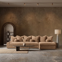 Canapé modulaire Jennifer en cuir, 3 pièces, avec chaise longue à droite, luxe moderne, sur mesure, rembourré, pour salon et hôtel