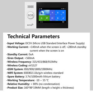 DAYTECH-sistema de alarma de seguridad para el hogar, TA04-KIT36 con pantalla táctil, WiFi, <span class=keywords><strong>GSM</strong></span> - Product Image 5