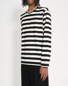 <span class=keywords><strong>Camiseta</strong></span> de <span class=keywords><strong>manga</strong></span> <span class=keywords><strong>larga</strong></span> de algodón 100% para hombre, a <span class=keywords><strong>rayas</strong></span>, en blanco <span class=keywords><strong>y</strong></span> negro, informal, bordado, Material de punto, patrón sólido - Product Image 2