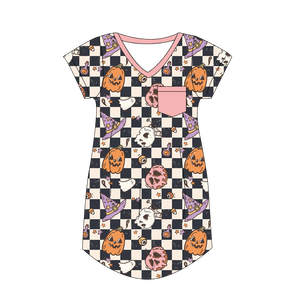 Camicia da Notte in Viscosa di Bambù a Maniche Corte, Scollo a V, con Tasche, per Donna, per Halloween, Feste e Relax, Vendita all'Ingrosso - Product Image 3