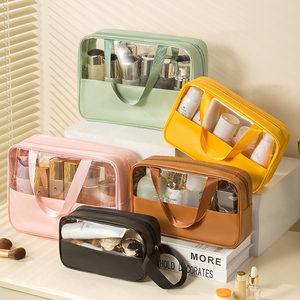 Grosir tas perlengkapan mandi <span class=keywords><strong>Makeup</strong></span>, kantong kosmetik tahan air kapasitas besar untuk perjalanan, <span class=keywords><strong>Organizer</strong></span> kulit PU kustom - Product Image 1
