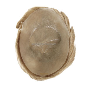 Ảo ảnh 100% Ấn Độ tóc Mật độ siêu mỏng tự nhiên sóng da tóc thay thế hệ thống bán buôn cho nam giới PU toupee - Product Image 5