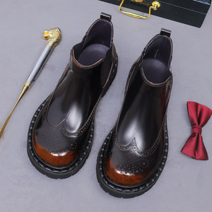 British-style business handmade retro men's shiny leather shoes with thick soles made of cowhide - Product Image 6
