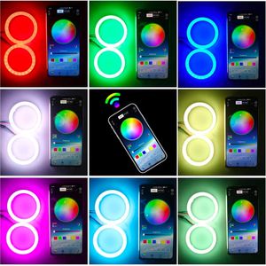 Anneaux universels RGB Angel Eyes Halo Rings Cotton Lights 1/2/4 anneaux 12-24V pour moto, voiture, scooter, phare DRL, contrôle par application Bluetooth - Product Image 3