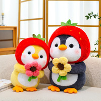 Aardbeienhoed Pinguïn Pluche Speelgoed Schattig Knuffeltje Bloem PP Katoen Gevuld Maten 20-80cm voor 14+ Jaar Groothandel Cadeau Assortimenten