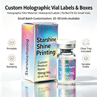 Etichette Olografiche Personalizzate per Fiale da 3mL e 10mL, Adesivi e Scatole di Carta con Vassoio in Plastica