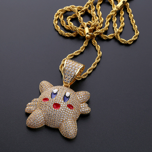 Jialin de ins caliente hiphop helado lleno de diamantes Japón lindo animación <span class=keywords><strong>Kirby</strong></span> sueño <span class=keywords><strong>tierra</strong></span> colgante collar - Product Image 3