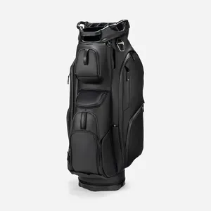 PRIMUS GOLF Premium Leather Waterproof Cart Golf Bag Luxury Design Pu Black Color With 7/14 Way Golf Vessel Cart Bag