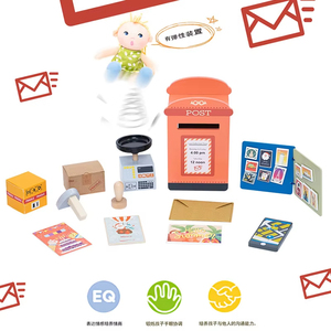 Buzón de madera Juego de rol Simulación Post Office Stamp Sobre Set <span class=keywords><strong>Juegos</strong></span> Educativos Pretender Aprendizaje Regalo Juguetes <span class=keywords><strong>para</strong></span> niños y <span class=keywords><strong>niñas</strong></span> - Product Image 3