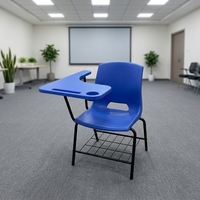 Chaise de réunion ergonomique contemporaine avec grande tablette d'écriture, porte-documents, cadre en plastique et acier durable, pour bureau, conférence, formation, séminaire
