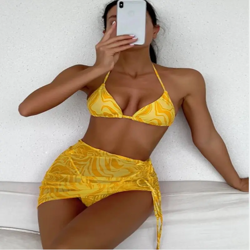 Fashion Women 2022 New Pattern Three-piece Bikini Swimsuit Bikini