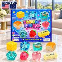 YINGYUE Lot de 8 jouets squishy variés en forme d'aliments et cubes transparents pour boutiques de cadeaux et vente au détail