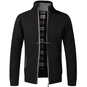 Cardigan da Uomo in Lana Stile Casual Personalizzato con Collo Alto alla Moda Giacca in Maglia Felpata Taglie Forti - Product Image 4