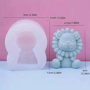 3D Cartoon Lion <b>Silicone</b> Mold, Used for DIY Candles, Chocolate Mousse Cakes, Car Air Fresheners - Kitchen and Dining Essentials - Product Image 3