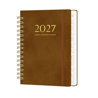 Agenda hebdomadaire et mensuel spirale GF 2027 A5 avec élastique, calendrier annuel, carnet personnalisé avec logo imprimé, agenda, planificateur